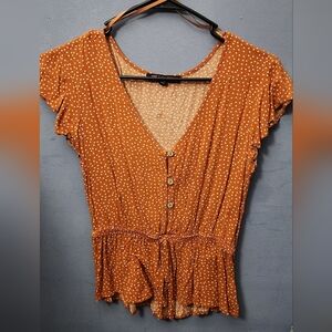 One Clothing Orange Polka Dot Blouse